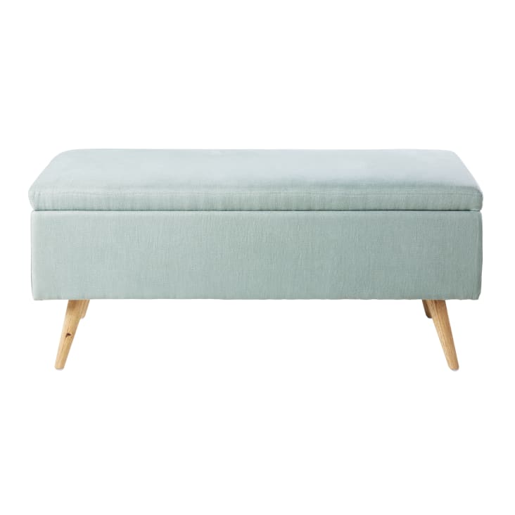 Maisons du Monde Banco baúl de 2 plazas de lino verde y hevea COMPRAR AHORA