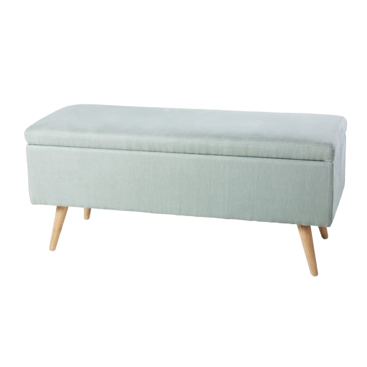 Maisons du Monde Banco baúl de 2 plazas de lino verde y hevea COMPRAR AHORA