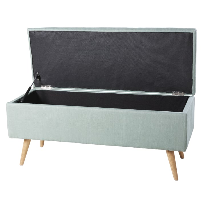 Maisons du Monde Banco baúl de 2 plazas de lino verde y hevea COMPRAR AHORA