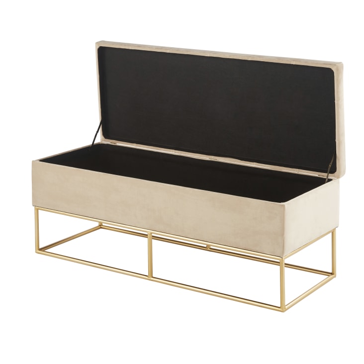 Maisons du Monde Rimini - Banco baúl color crudo y dorado Oferta especial de fábrica
