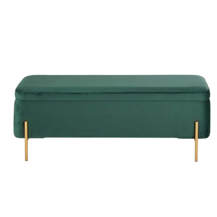 Maisons du Monde CHRIS - Banco bául de terciopelo verde y metal dorado Solo queda un día