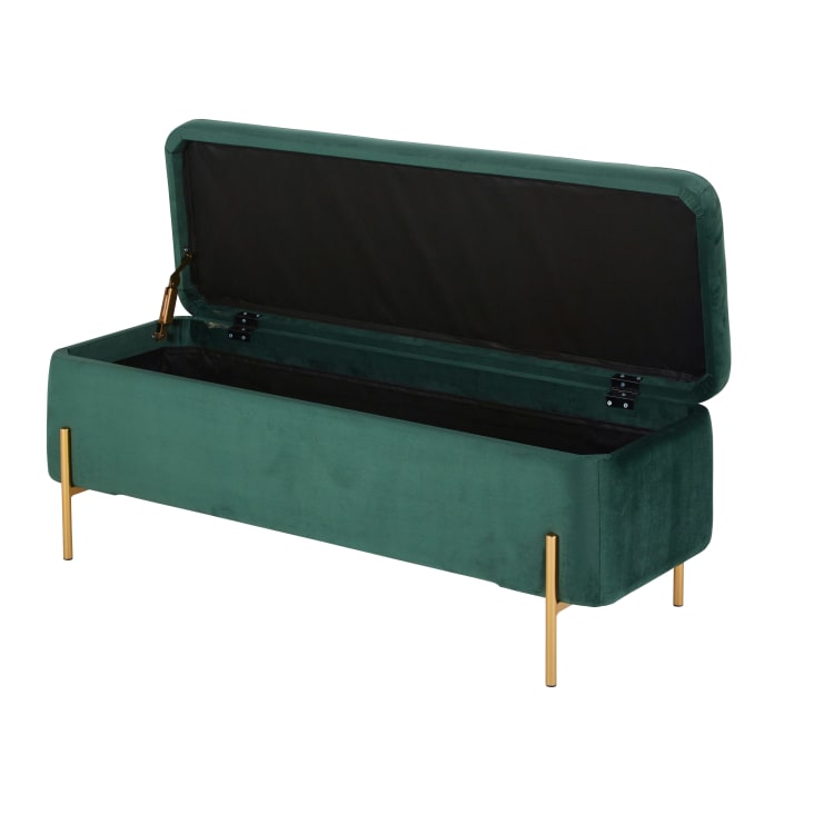 Maisons du Monde CHRIS - Banco bául de terciopelo verde y metal dorado Solo queda un día