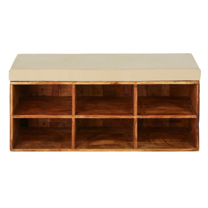 Maisons du Monde Banco con 6 compartimentos de mango y algodón beige oscuro Limitado a 3 días