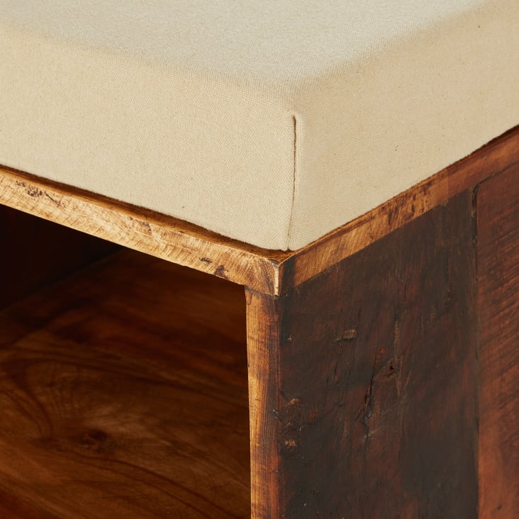 Maisons du Monde Banco con 6 compartimentos de mango y algodón beige oscuro Limitado a 3 días