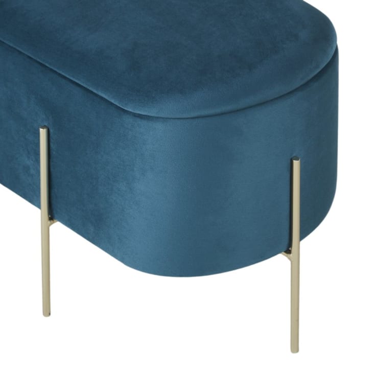 Maisons du Monde ALLISTER - Banqueta con baúl de terciopelo azul verdoso y metal dorado Ahorra y exporta