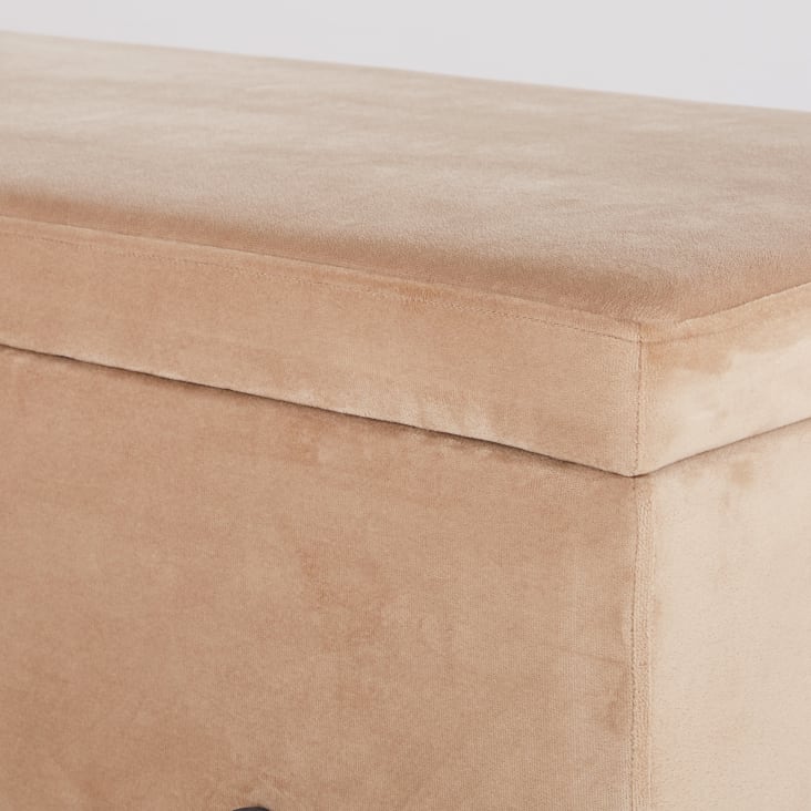 Maisons du Monde CHRIS - Banqueta baúl de metal dorado y terciopelo beige Precios de Black Friday