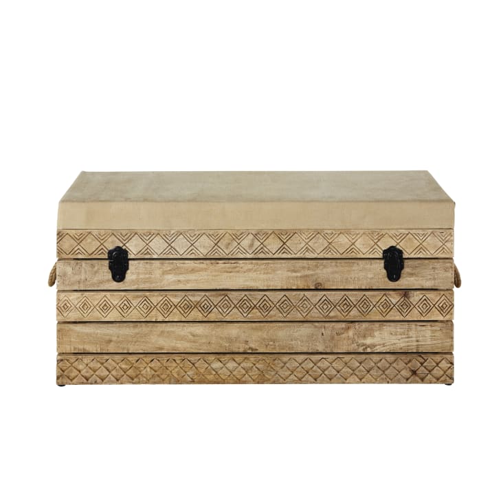 Maisons du Monde Sumai - Banco baúl de mango y algodón beige oscuro Descuentos del mes