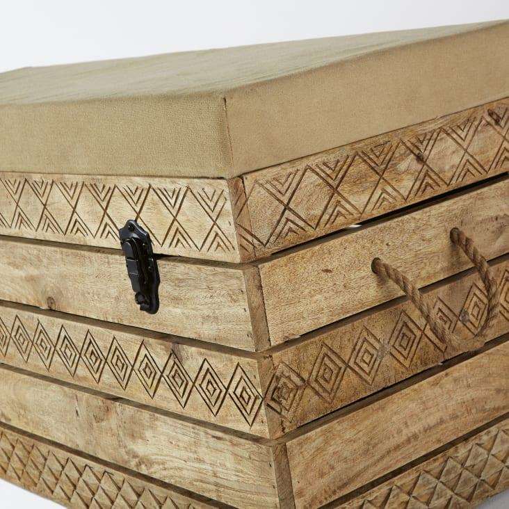 Maisons du Monde Sumai - Banco baúl de mango y algodón beige oscuro Descuentos del mes