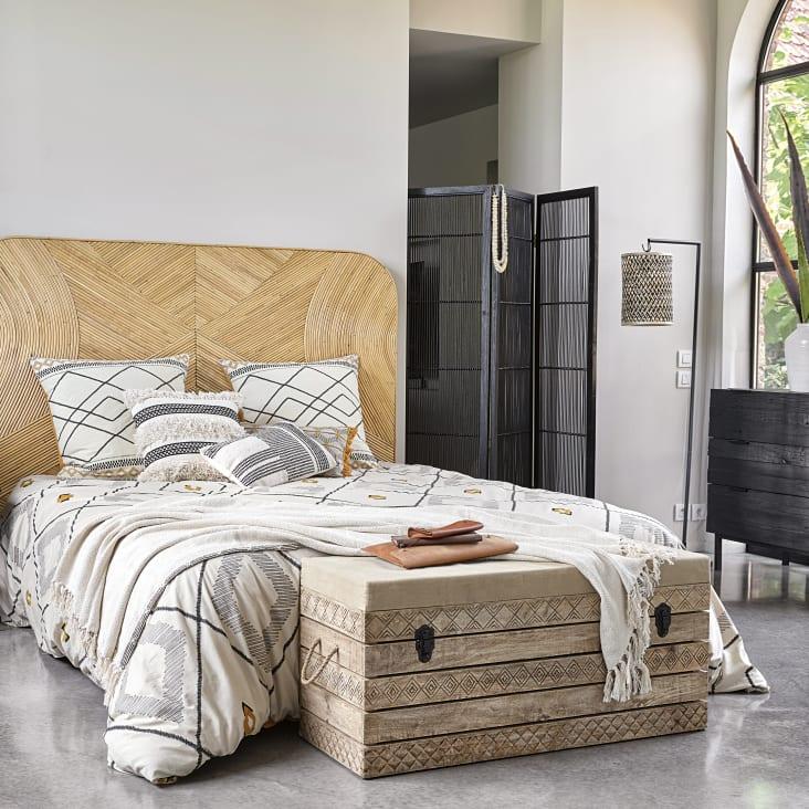 Maisons du Monde Sumai - Banco baúl de mango y algodón beige oscuro Descuentos del mes