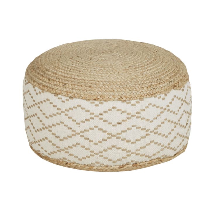 Maisons du Monde Puf trenzado con estampado geométrico en beige y marrón Última moda