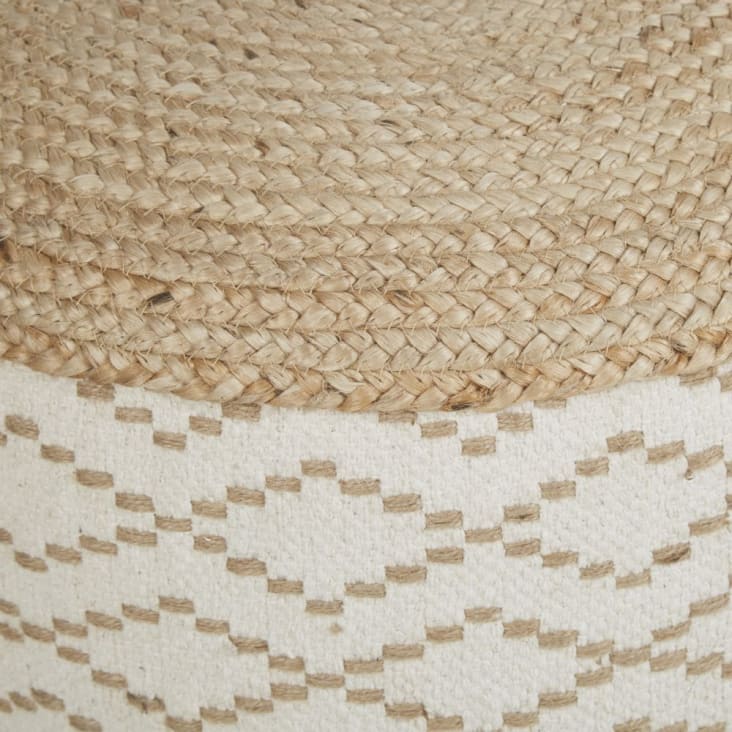 Maisons du Monde Puf trenzado con estampado geométrico en beige y marrón Última moda
