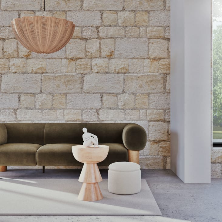 Maisons du Monde HERACLES - Puf de rizo con espacio de almacenamiento color crudo Ofertas de temporada