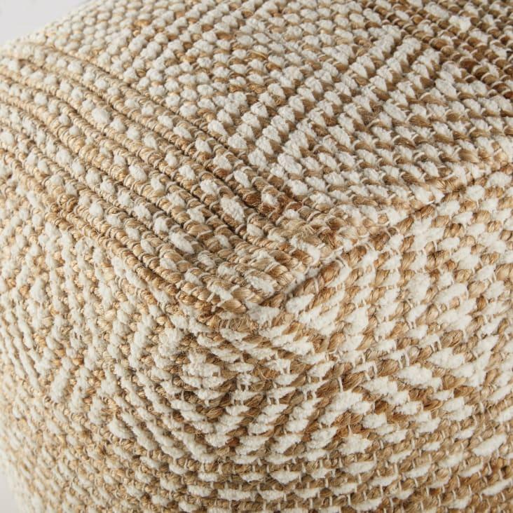 Maisons du Monde Puf de yute y algodón beis y blanco con motivos gráficos Grandes ahorros