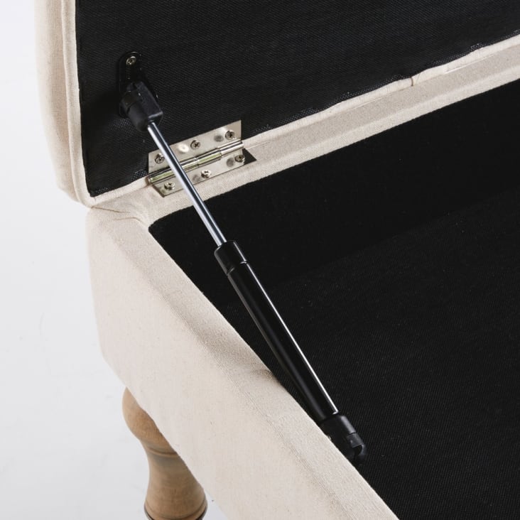 Maisons du Monde Aristide - Puf-baúl capitoné con ruedas de lino y algodón color crudo Rebajas de fin de temporada