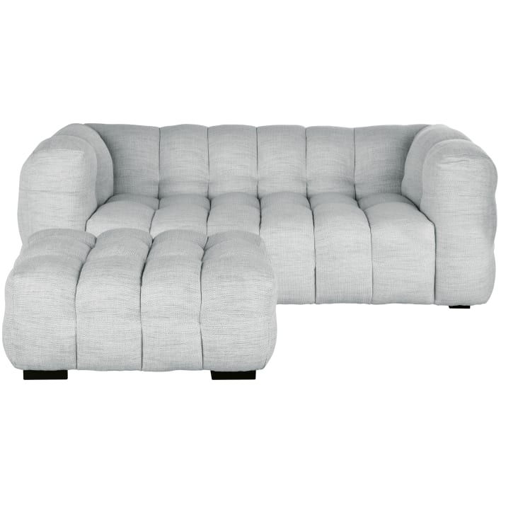 Maisons du Monde Lilo - Puf de tela gris claro Precio ultrabajo