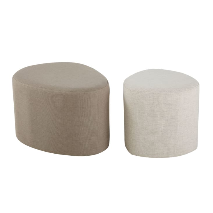 Maisons du Monde ANTHIME - Pufs gris claro y blanco (x2) Devoluciones gratuitas