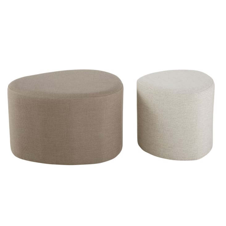 Maisons du Monde ANTHIME - Pufs gris claro y blanco (x2) Devoluciones gratuitas