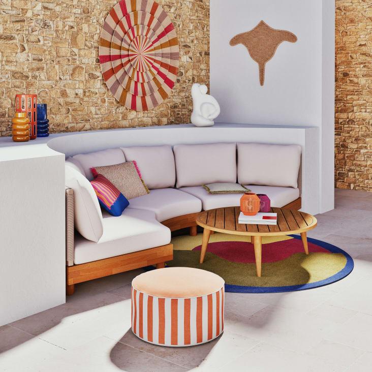 Maisons du Monde CHRISTEL - Puf inflable naranja y blanco En línea