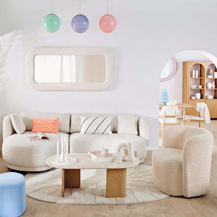 Maisons du Monde ANTHIME - Pufs de tejido efecto lana rizada blanco y azul (x2) Outlet