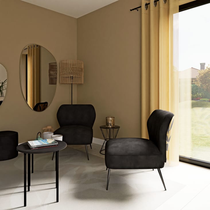 Maisons du Monde Blackhill Business - Puf profesional de terciopelo negro Rebajas