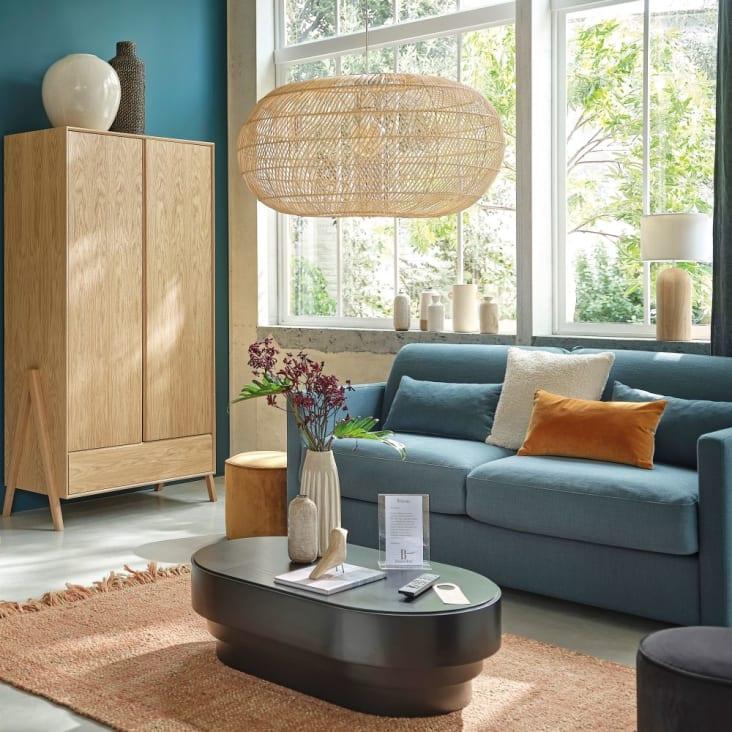 Maisons du Monde Blackhill Business - Puf profesional de terciopelo negro Rebajas