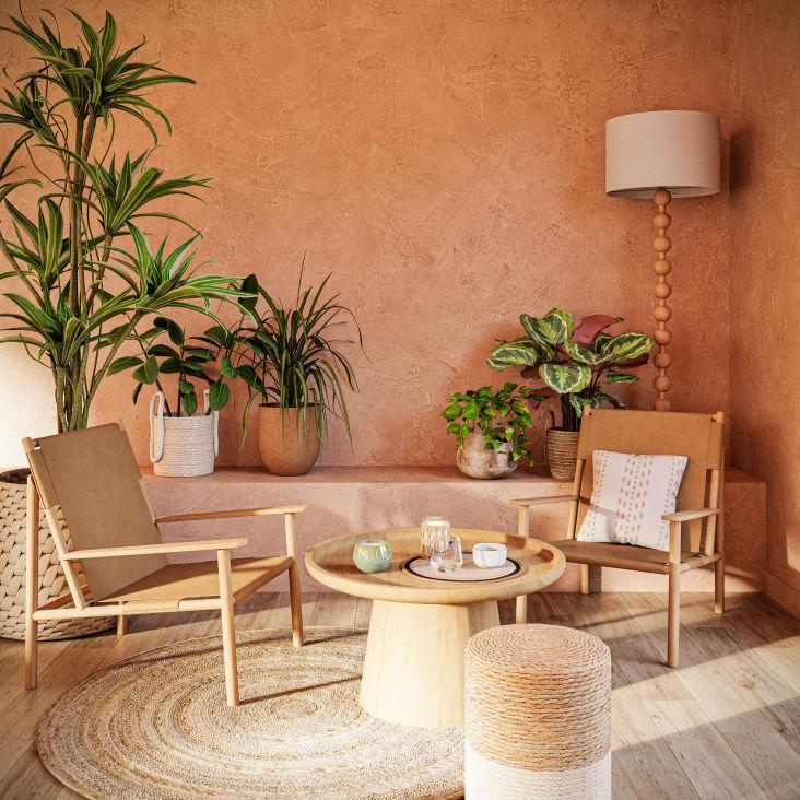 Maisons du Monde OMAR - Puf trenzado de yute en beige y marrón En oferta