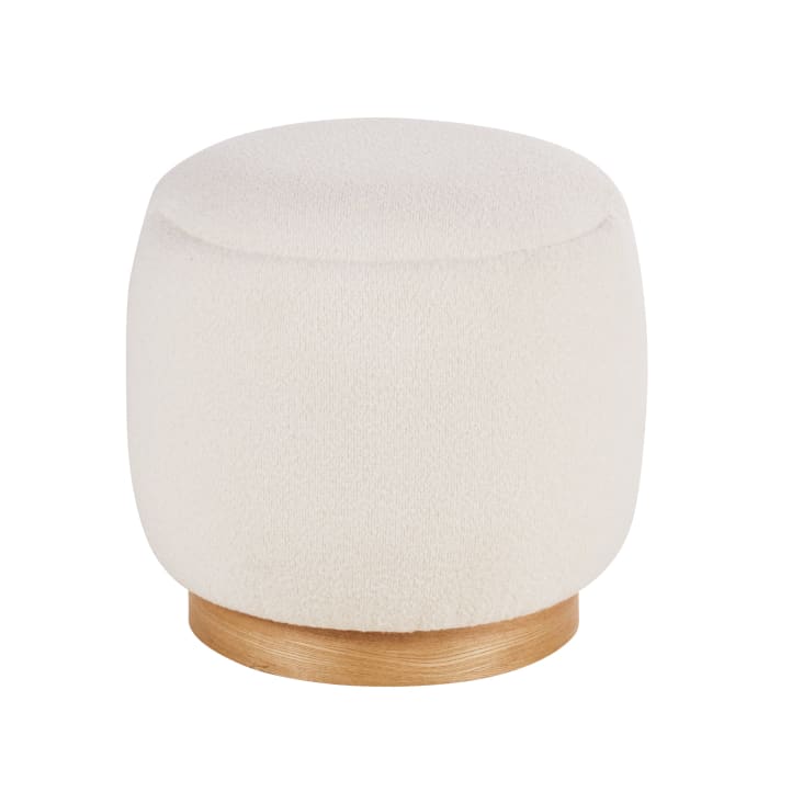 Maisons du Monde Orlli - Puf tapizado en tejido rizado color crudo