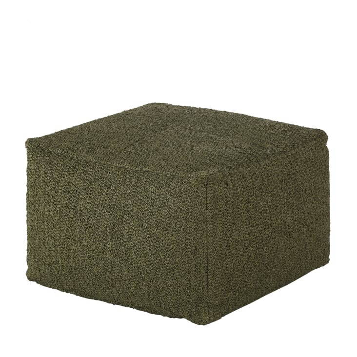 Maisons du Monde CORNELIUS - Puf cuadrado de fibra vegetal verde caqui Rebajas baratas