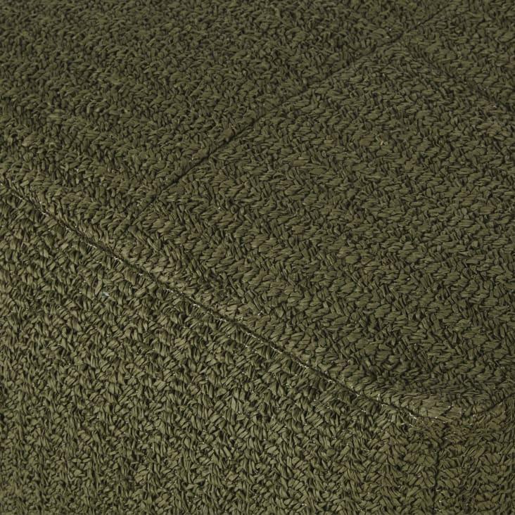 Maisons du Monde CORNELIUS - Puf cuadrado de fibra vegetal verde caqui Rebajas baratas