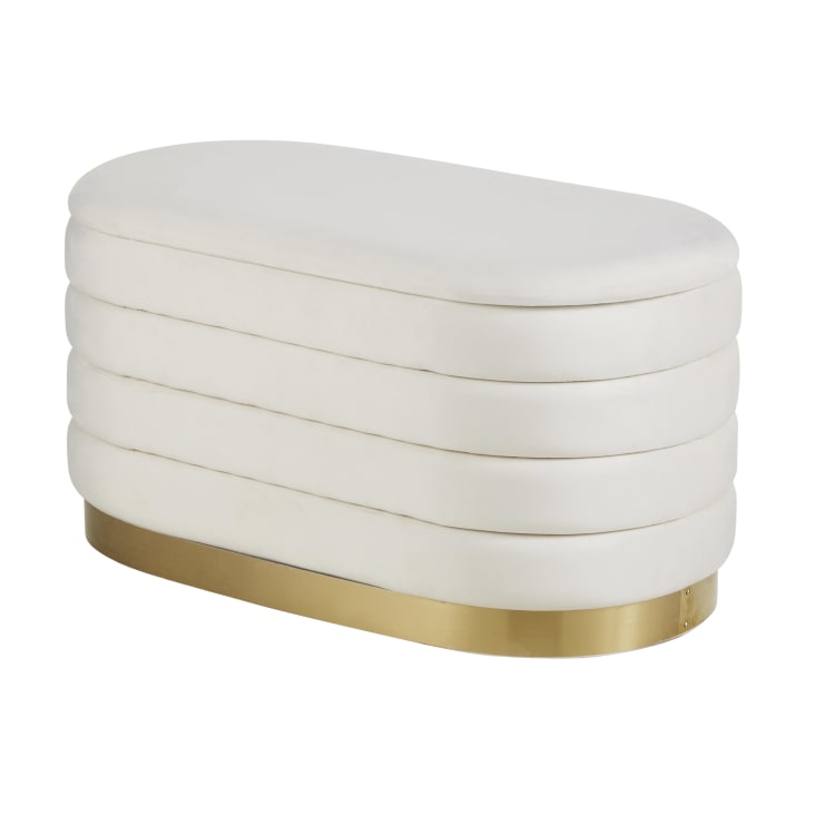 Maisons du Monde Missia - Puf de terciopelo blanco y dorado Rebajas de fábrica