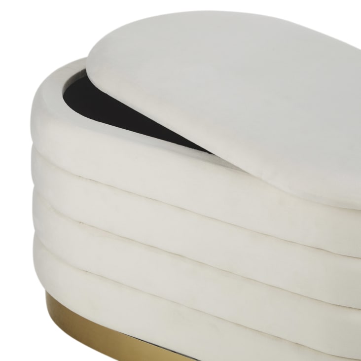 Maisons du Monde Missia - Puf de terciopelo blanco y dorado Rebajas de fábrica