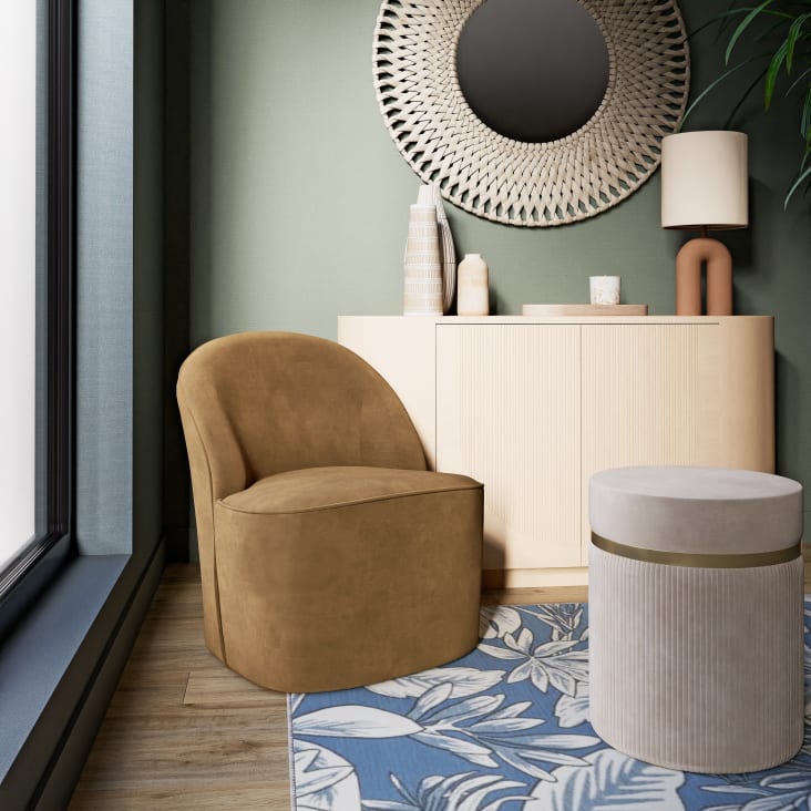 Maisons du Monde Pamona - Puf beige y dorado Descuento
