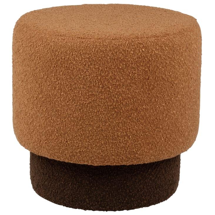 Maisons du Monde Basile - Puf redondo de tela rizada marrón claro y oscuro