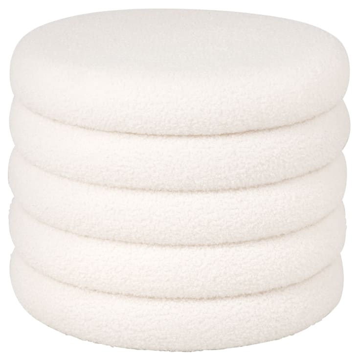 Maisons du Monde LEIA - Puf de tela rizada con almacenaje color crudo