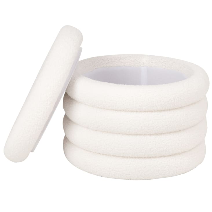 Maisons du Monde LEIA - Puf de tela rizada con almacenaje color crudo Tienda
