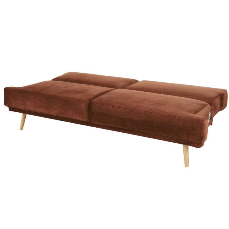 Maisons du Monde Elvis - Sofá clic-clac de 4plazas de terciopelo marrón ardilla Envío gratis