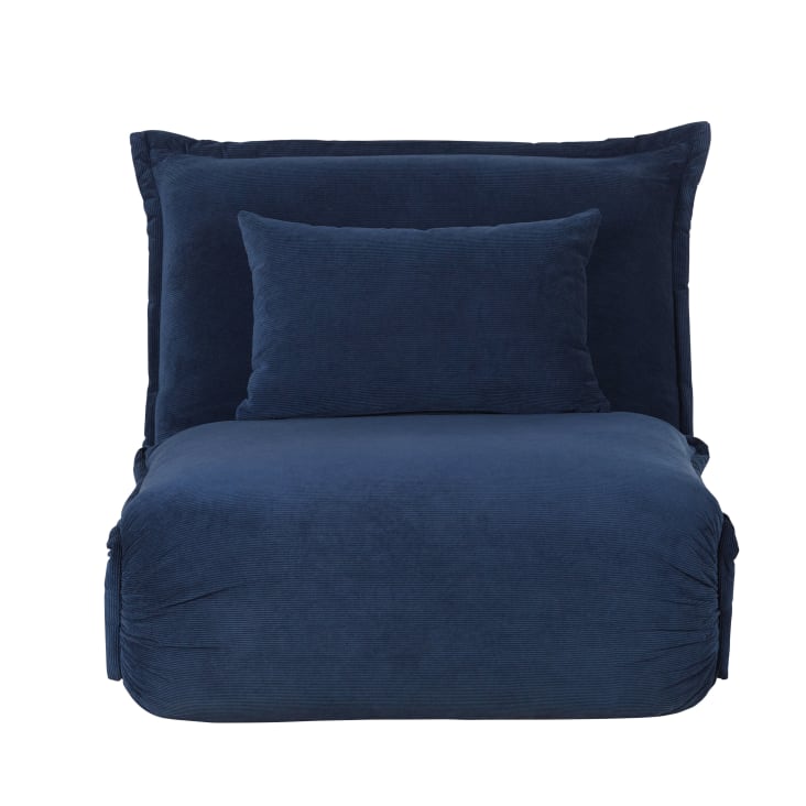 Maisons du Monde Hallen - Sofá de 1 plaza de terciopelo azul marino