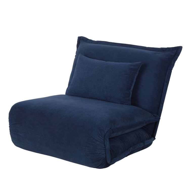 Maisons du Monde Hallen - Sofá de 1 plaza de terciopelo azul marino Últimos 3 días