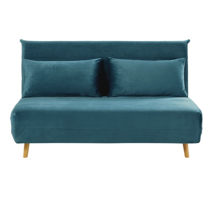 Maisons du Monde Nio - Sofá cama de 2 plazas de terciopelo azul petróleo