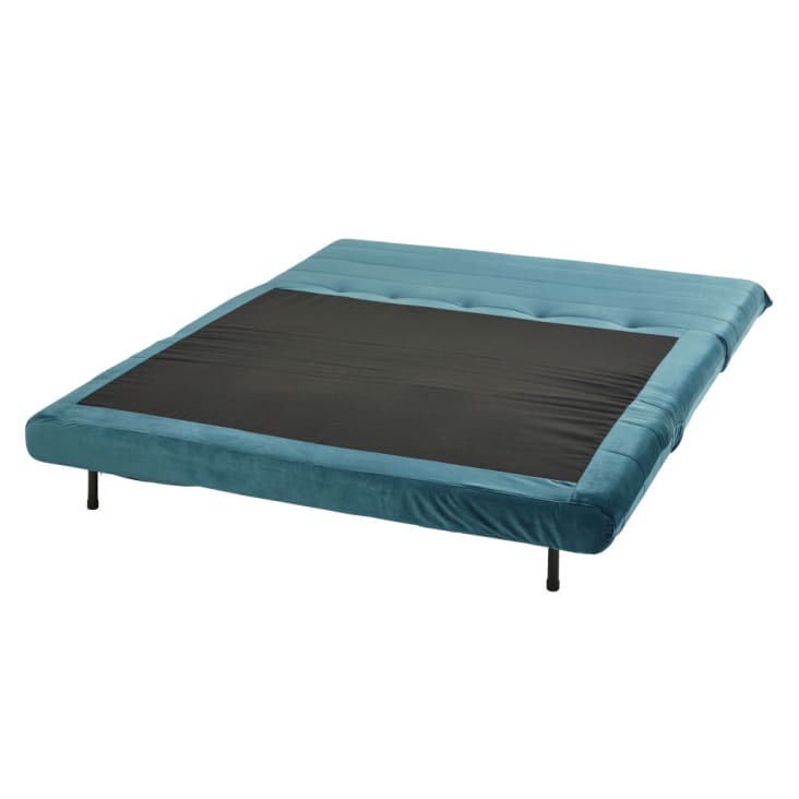 Maisons du Monde Nio - Sofá cama de 2 plazas de terciopelo azul petróleo COMPRAR AHORA