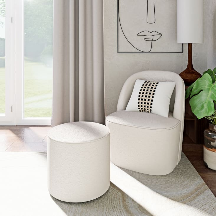 Maisons du Monde Blackhill Business - Puf profesional en color blanco ÚLTIMAS EDICIONES
