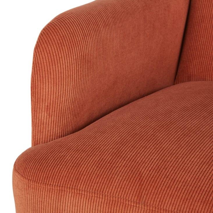 Maisons du Monde Honey - Sillón de terciopelo naranja con patas de madera Promoción trimestral