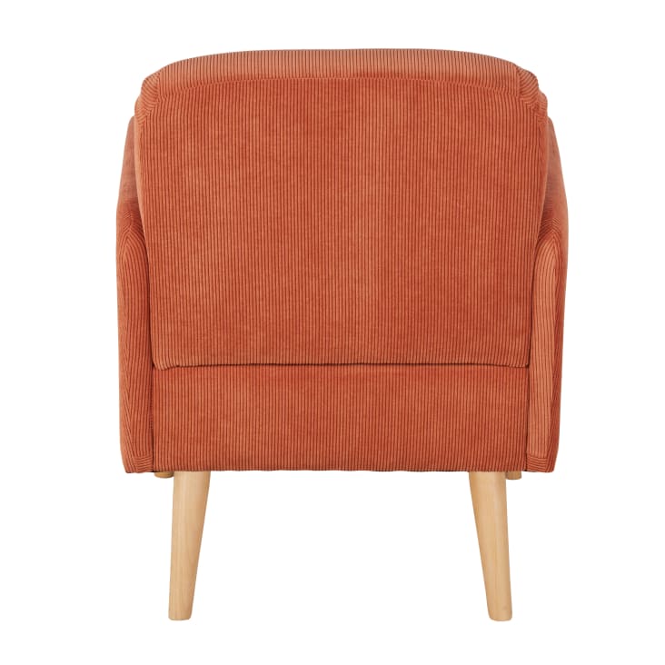 Maisons du Monde Honey - Sillón de terciopelo naranja con patas de madera Promoción trimestral