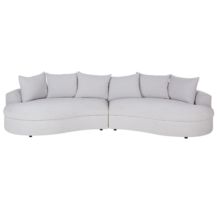 Maisons du Monde Seal - Sofá de 6/7 plazas de tela de rizo gris claro moteado