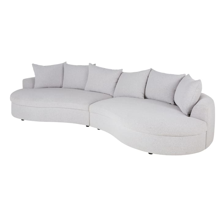 Maisons du Monde Seal - Sofá de 6/7 plazas de tela de rizo gris claro moteado En oferta
