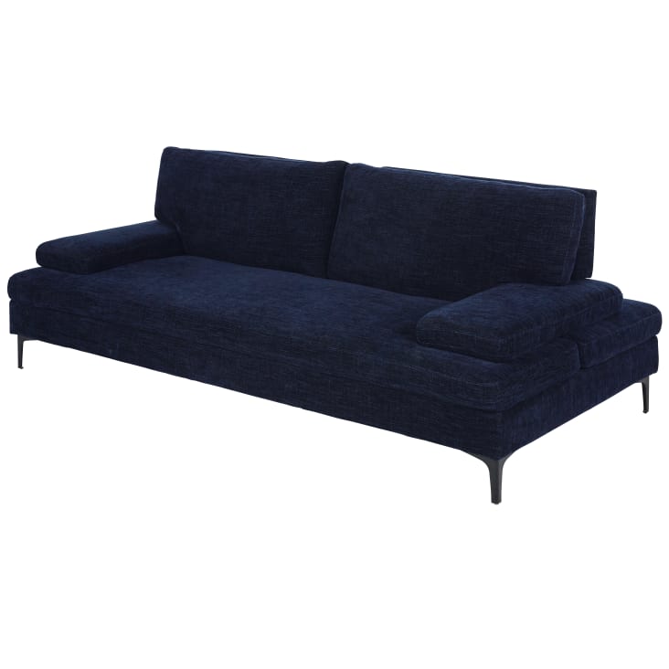 Maisons du Monde Oward - Sofá de 3 plazas con respaldo avanza/recula de tela azul noche Libre de impuestos