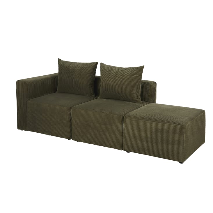 Maisons du Monde Jill - Sofá de 2/3 plazas pana verde caqui Última moda