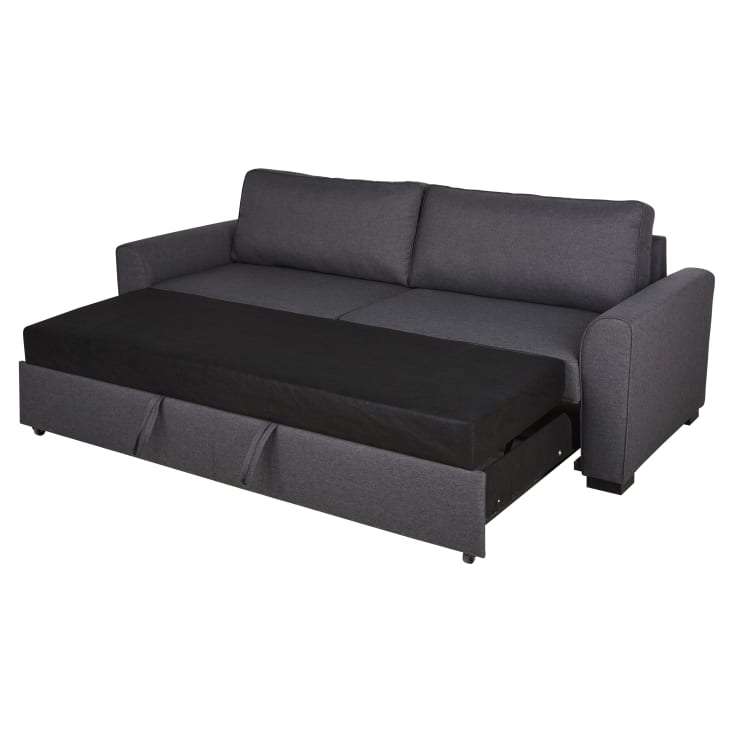 Maisons du Monde Montréal - Sofá cama de 3/4 plazas de tela gris antracita Rebajas de fin de temporada