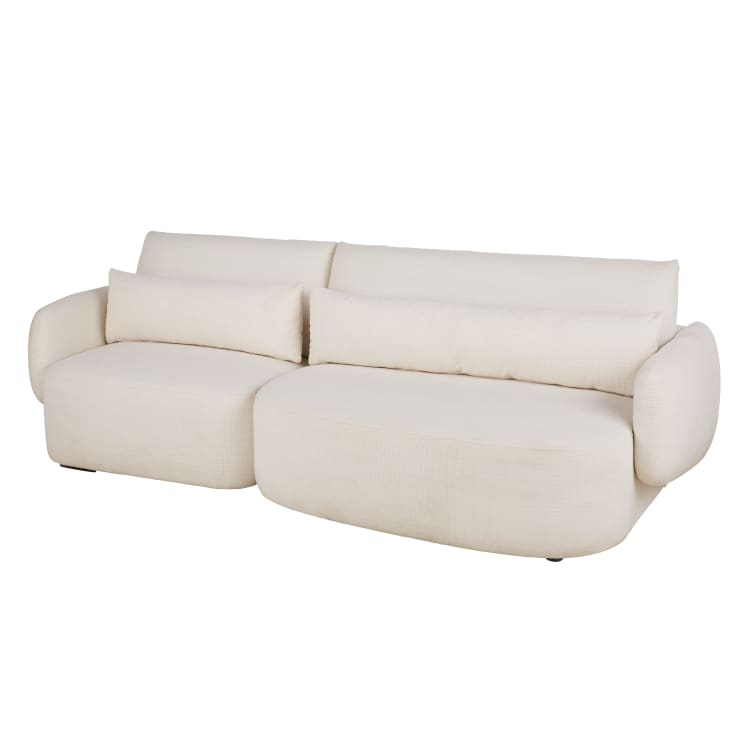 Maisons du Monde Bayma - Sofá de 3/4 plazas de tela reciclada beige 2025
