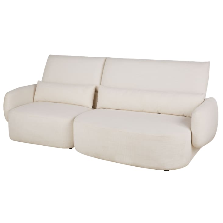 Maisons du Monde Bayma - Sofá de 3/4 plazas de tela reciclada beige 2025